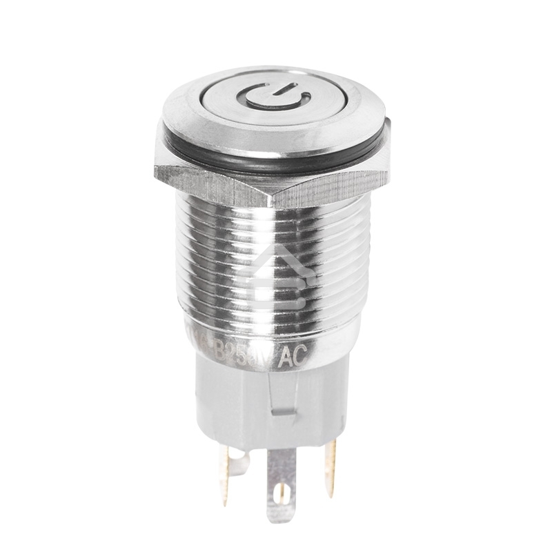 Кнопка антивандальная Ø16 250В Б/Фикс (5с) (ON)-OFF плоская подсв/красная POWER Rexant
