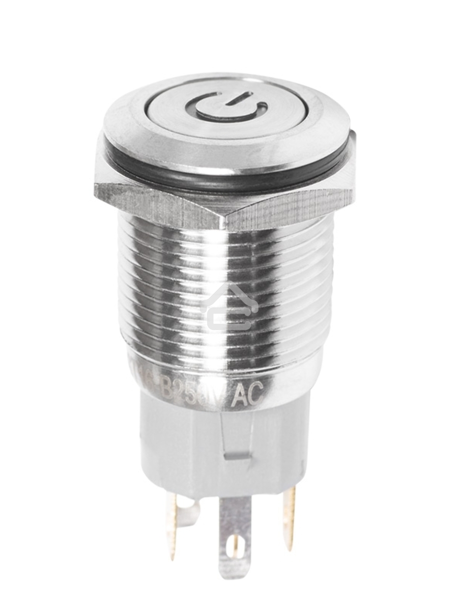 Кнопка антивандальная Ø16 250В Б/Фикс (5с) (ON)-OFF плоская подсв/красная POWER Rexant