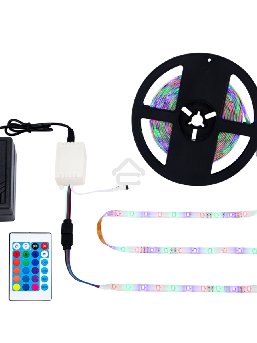 Комплект светодиодной ленты 5 м с блоком питания и RGB контроллером IP65, свечение RGB LAMPER