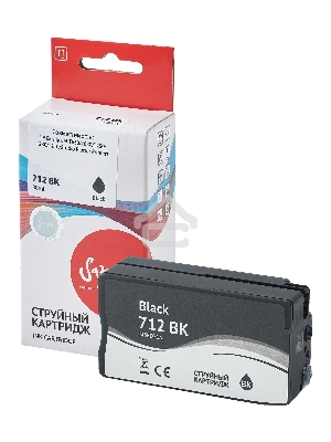 Струйный картридж Sakura 3ED71A (№712 Black) для HP, черный, водорастворимый тип чернил, 80 мл.
