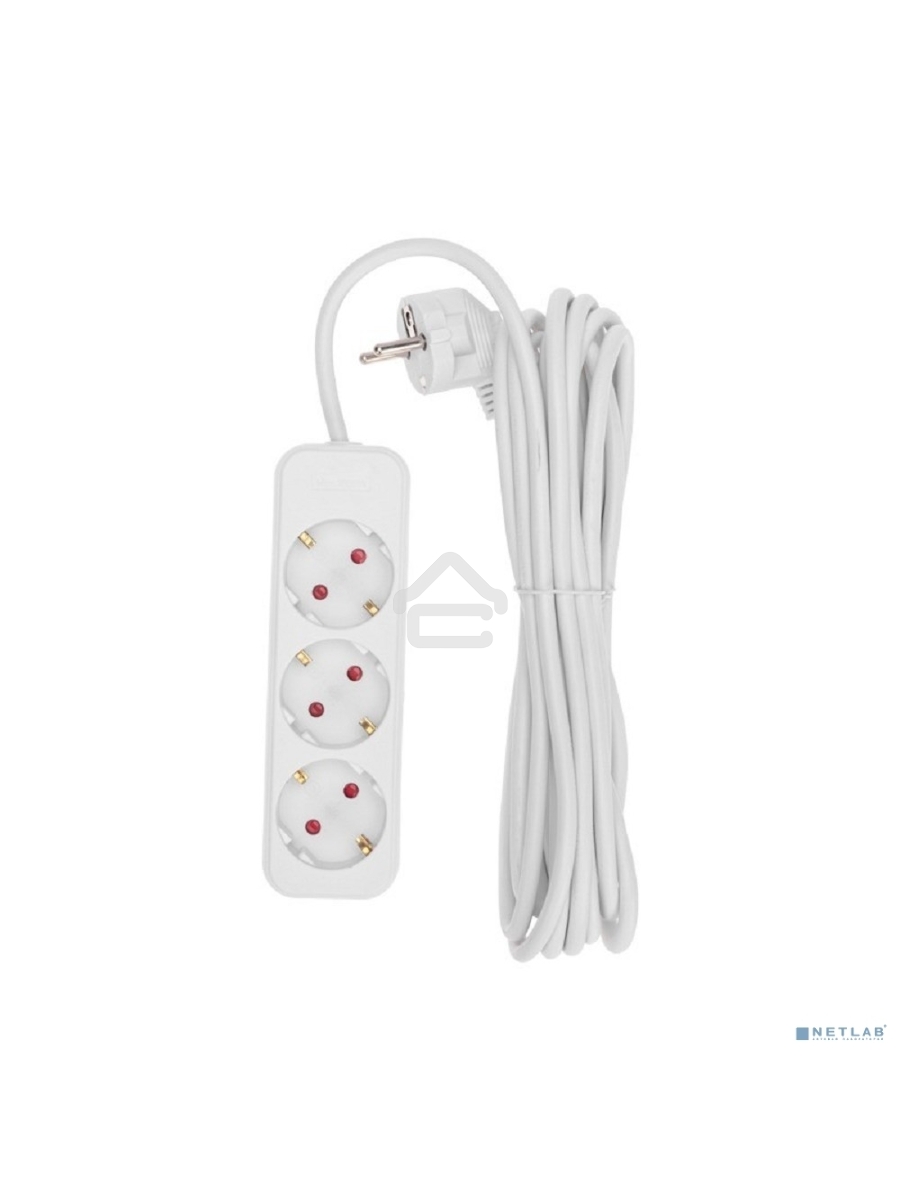 Удлинитель STANDARD 3 гнезда, 5м, 3х1,0мм², с/з, белый Rexant