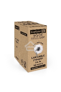 Кабель ExeGate FTP 4 пары кат.5e CCA, 24AWG, экран, бухта 100м, серый, PVC