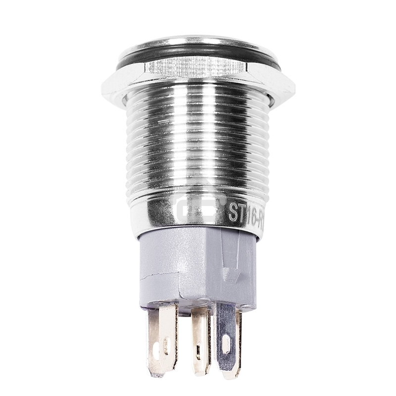 Кнопка антивандальная Ø16 250В Б/Фикс (5с) (ON)-OFF плоская подсв/красная POWER Rexant