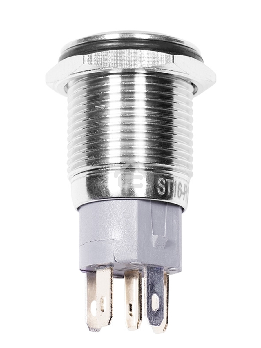 Кнопка антивандальная Ø16 250В Б/Фикс (5с) (ON)-OFF плоская подсв/красная POWER Rexant