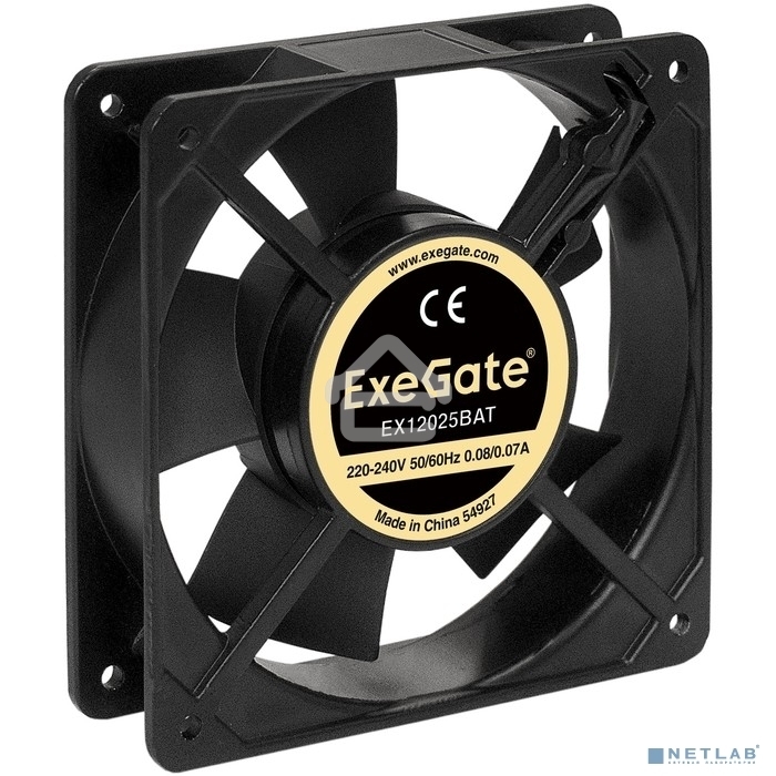 Вентилятор для корпуса ExeGate EX12025BAT черный, 120 мм, 2200 об/мин, 32 дБ