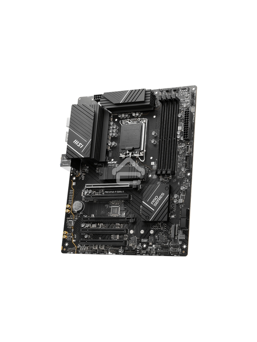 Материнская плата MSI PRO B760-P DDR4 II, LGA 1700, Intel B760, 4xDDR4, 4xSATA, 2xM.2, 1xPCIe 4.0 x16, 1xPCIe 4.0 x4, 3xPCIe 3.0 x1, 1xHDMI, 1xDP, 1x 2.5Gb LAN, 2xUSB-A 2.0, 2xUSB-A 3.2 Gen 1, 1xUSB-C 3.2 Gen 2, 5x3.5 мм, 7.1, ATX