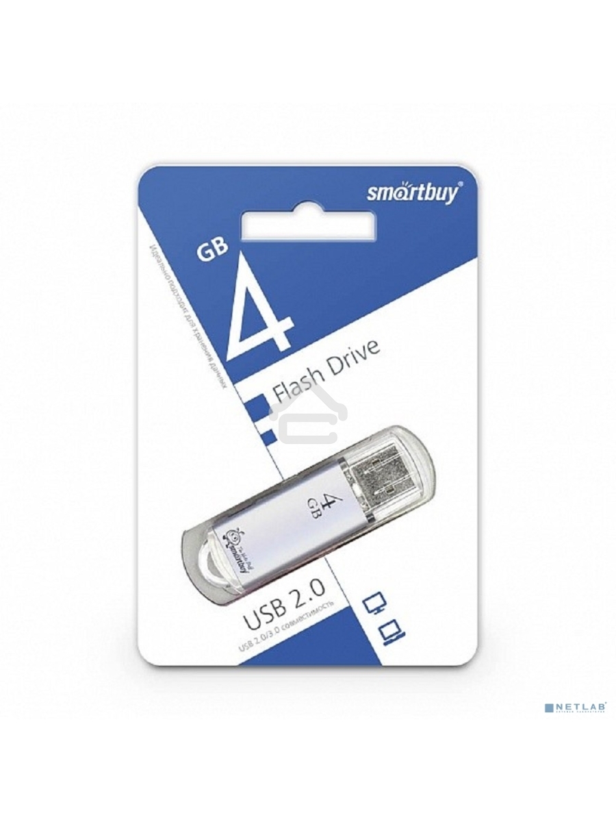 Флеш диск Smartbuy USB Drive 4Gb V-Cut series Silver SB4GBVC-S