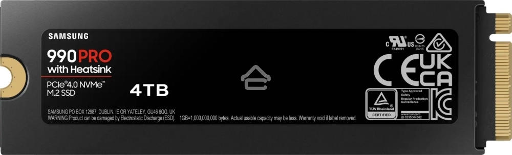 Накопитель SSD Samsung 990 Pro MZ-V9P4T0CW, 4Tb, PCIe 4.0 x4, M.2 2280, NVMe, R/W 7450/6900, с радиатором