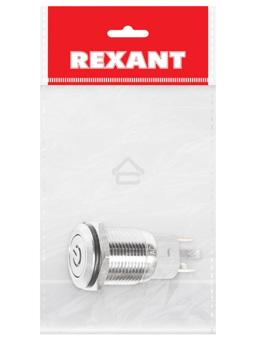 Кнопка антивандальная Ø16 250В Б/Фикс (5с) (ON)-OFF плоская подсв/красная POWER Rexant