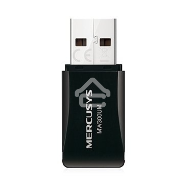 Сетевой адаптер USB2.0 адаптер Mercusys MW300UM, 300Мбит/с, компактный