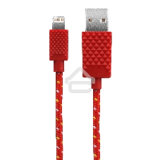 Кабель Qumo MFI кабель c разъемом Apple 8 pin, 0,15м, тканевая оплетка, красный