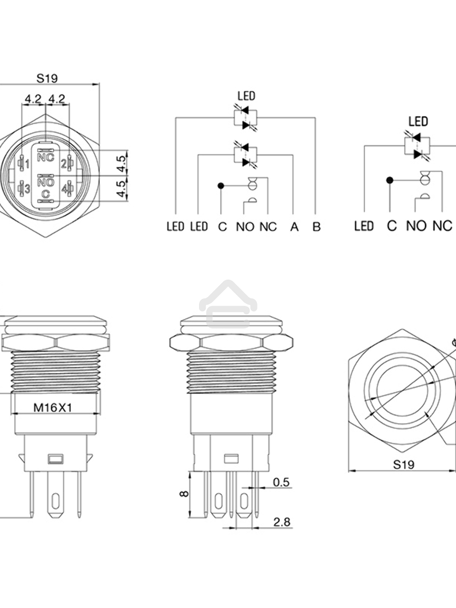 Кнопка антивандальная Ø16 250В Б/Фикс (5с) (ON)-OFF плоская подсв/красная POWER Rexant