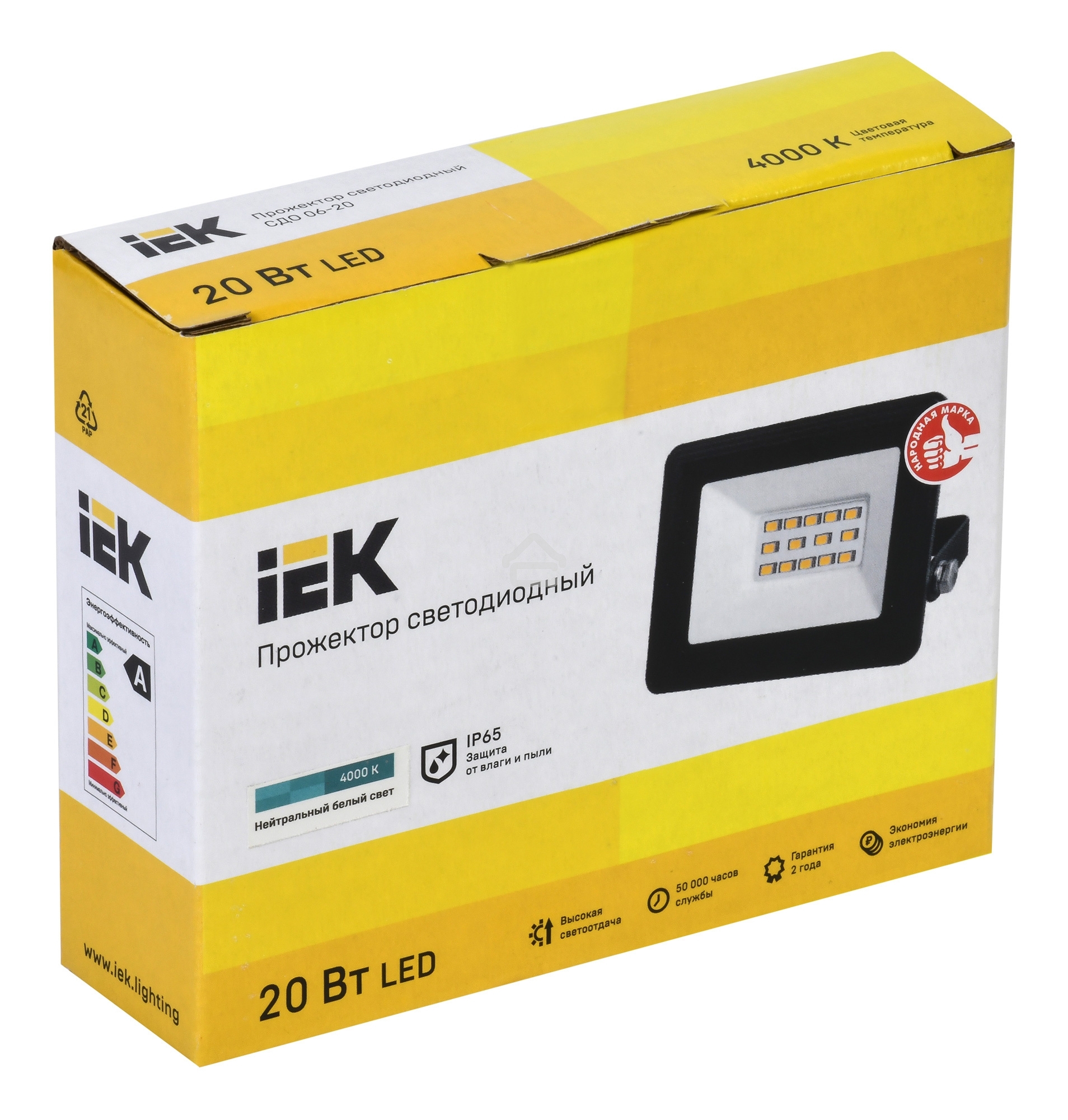 Прожектор светодиодный СДО 06-20 4000К IP65 черн. ИЭК LPDO601-20-40-K02