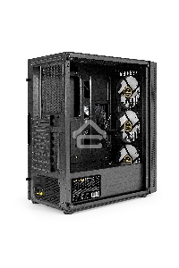 Компьютерный корпус Miditower ExeGate EVO-5001A-450NPX (ATX, БП 450NPX с вент. 12 см, 2*USB+1*USB3.0+HD Audio, черный, 3 вент.12см с RGB подсветкой, боковая панель - закаленное стекло)
