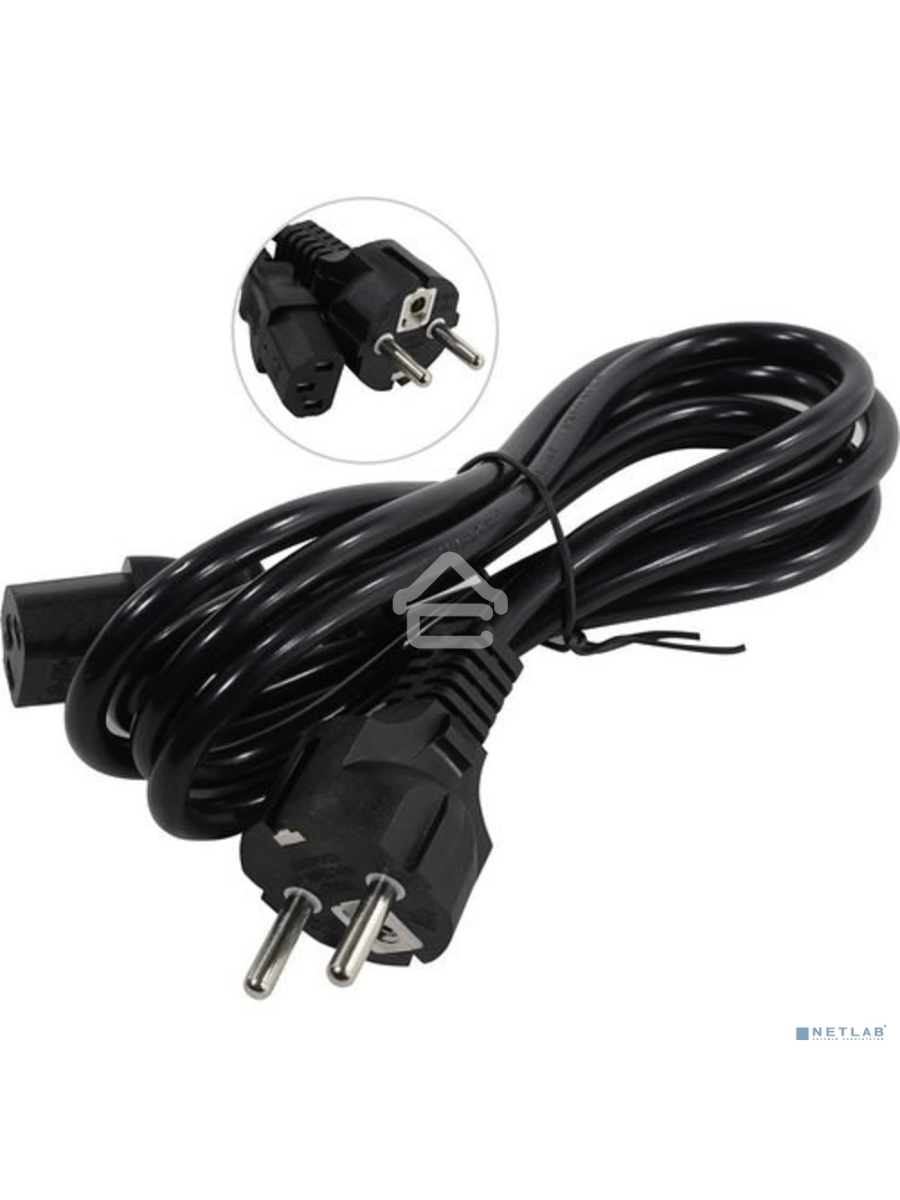 Кабель питания ExeGate Power PC-1,8P (Евровилка Schuko->С13) VDE-250V-3*1.0-CU, 10A, черный, 1.8м