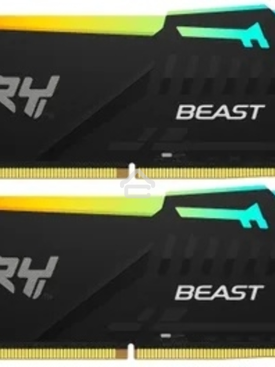 Оперативная память Kingston Fury Beast, DDR5, 16GB (2x8GB), 5200MHz, CL36, DIMM, радиатор, чёрный