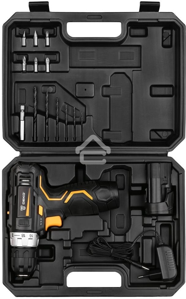 Дрель-шуруповерт аккумуляторная Deko GCD12DU3 SET 4, 12В, 2 АКБ, Кейс