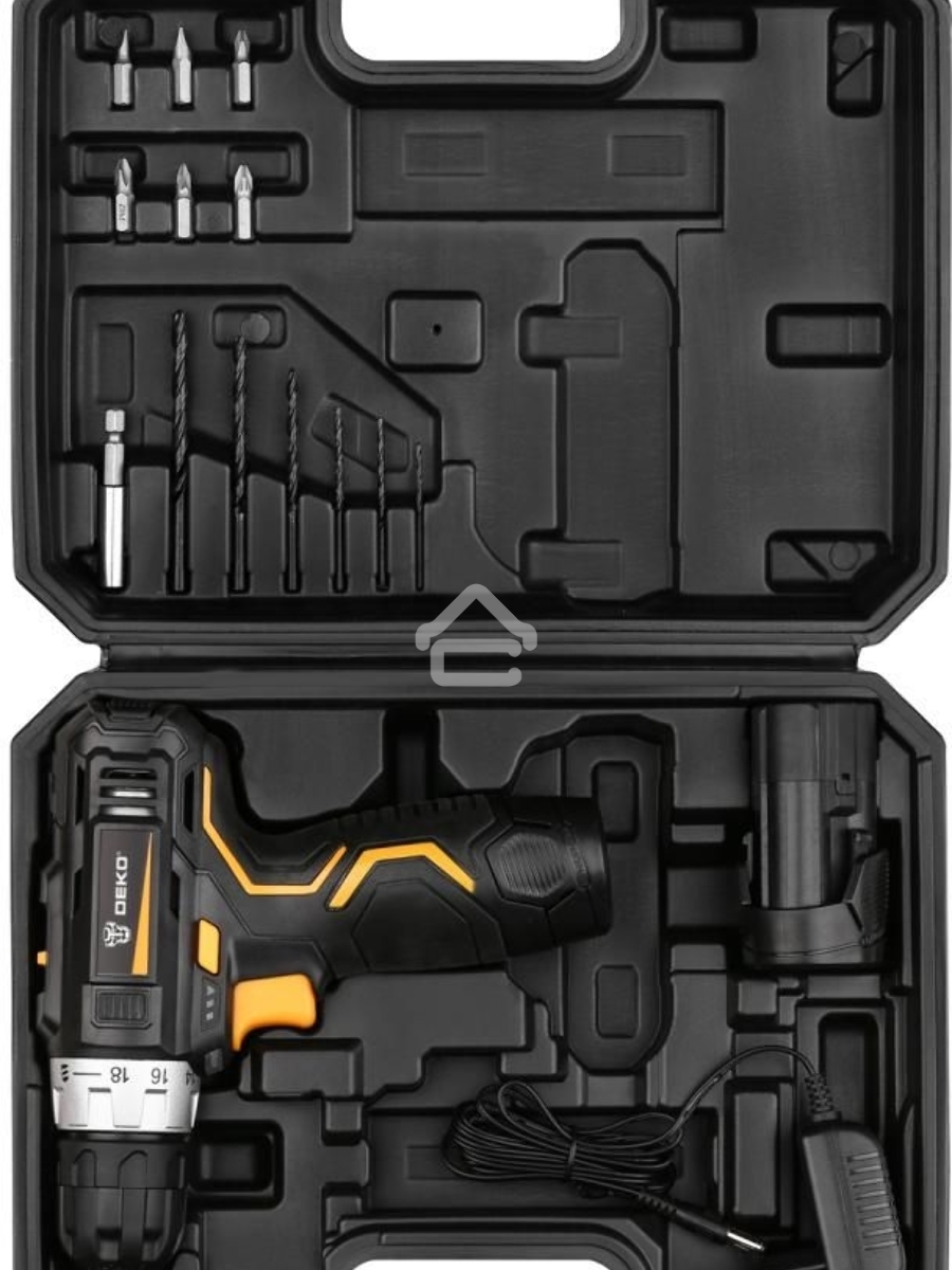 Дрель-шуруповерт Deko GCD12DU3 SET 4, 12 В, 1.5 Ач, аккумуляторная