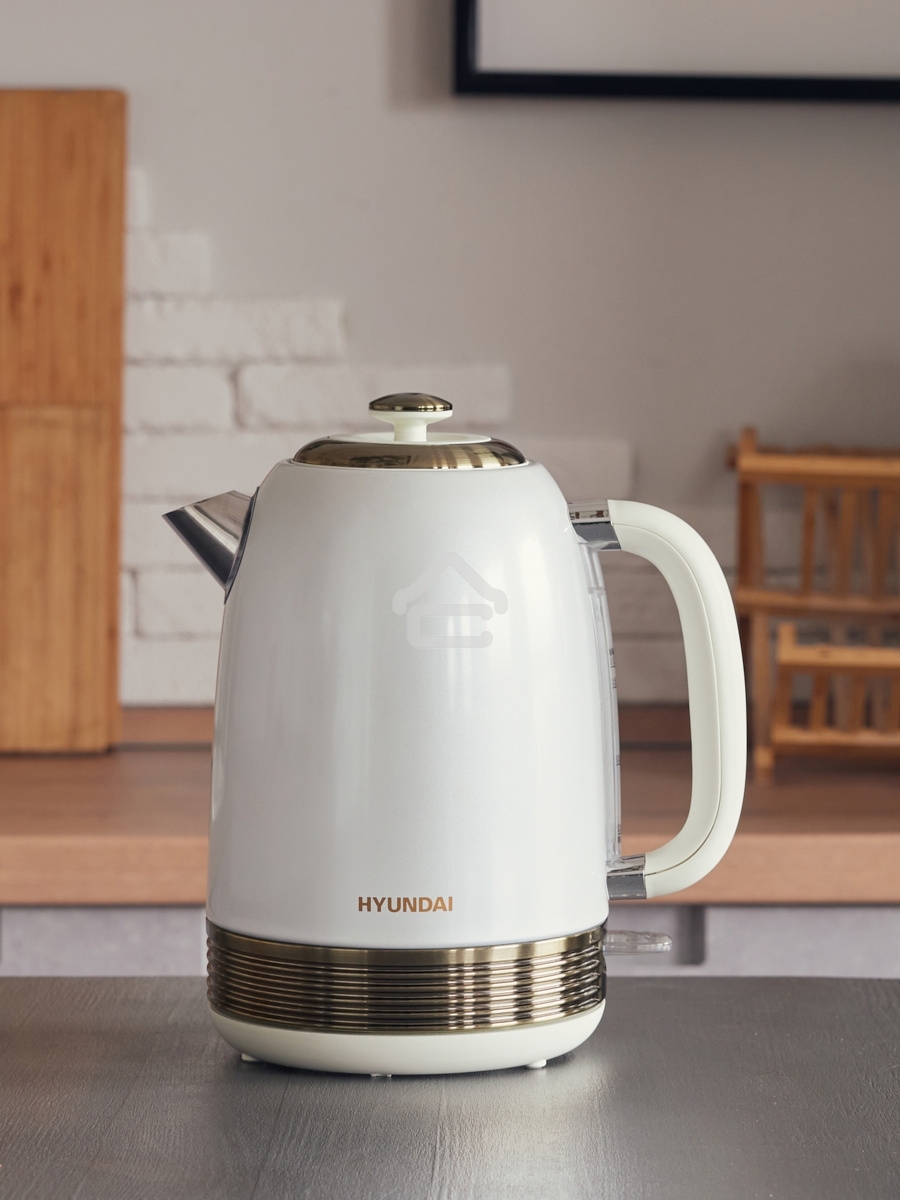 Чайник электрический Hyundai HYK-S4500 1.7 л, 2200 Вт, жемчужный/золотистый (корпус: нержавеющая сталь/пластик)