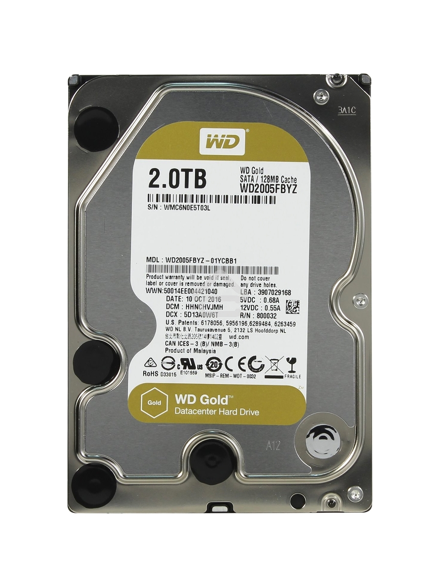 Жесткий диск WD Original SATA-III 2Tb WD2005FBYZ Gold (7200rpm) 128Mb 3.5