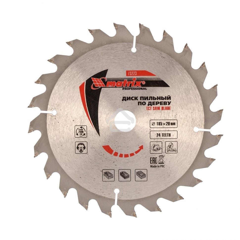 Пильный диск Matrix по дереву, 185x20мм, 24 зуба + кольцо 16/20 Professional