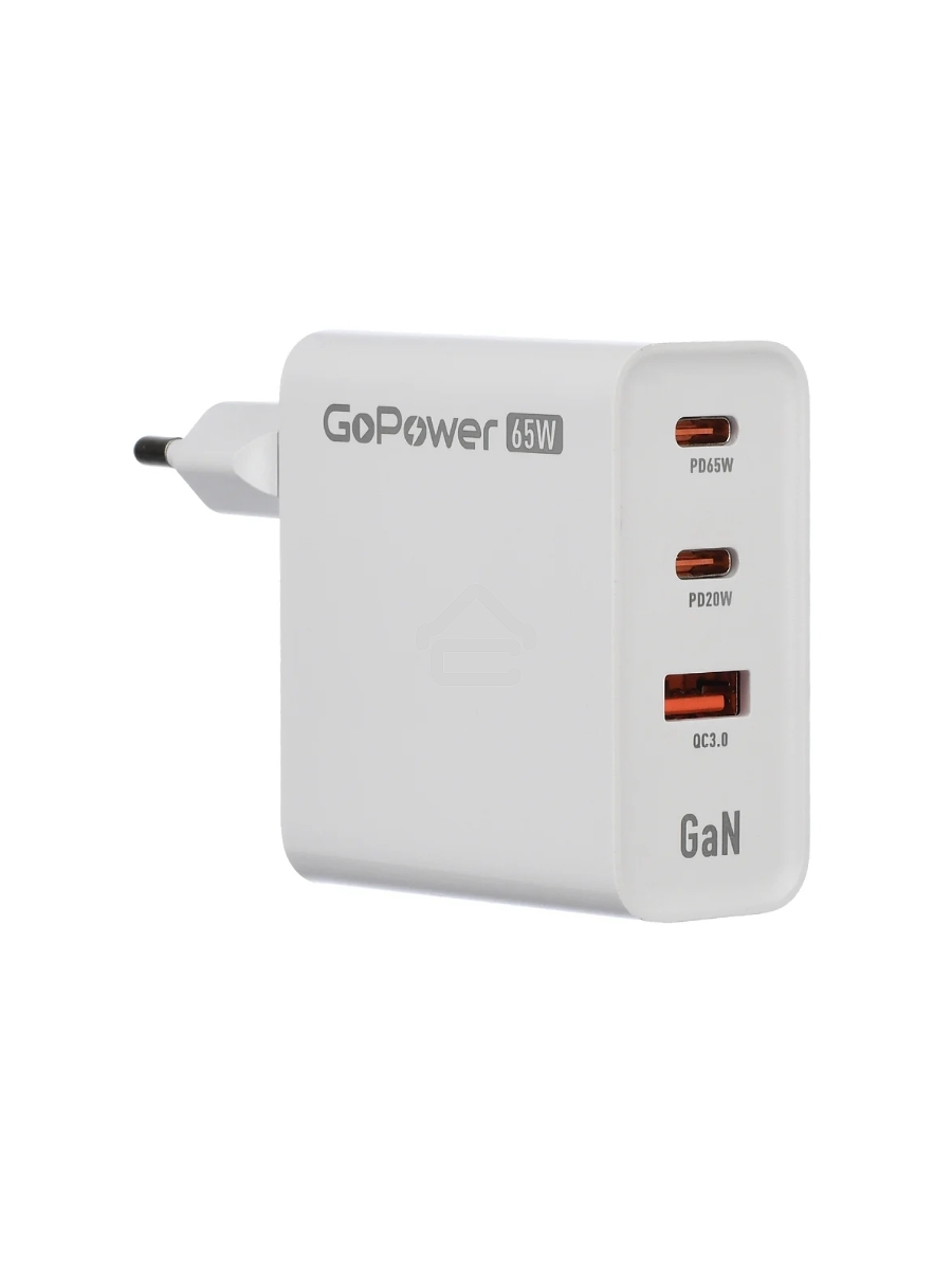 Зарядное устройство GOPOWER 1USB+2TYPE-C 65W QC3.0 GAN белый