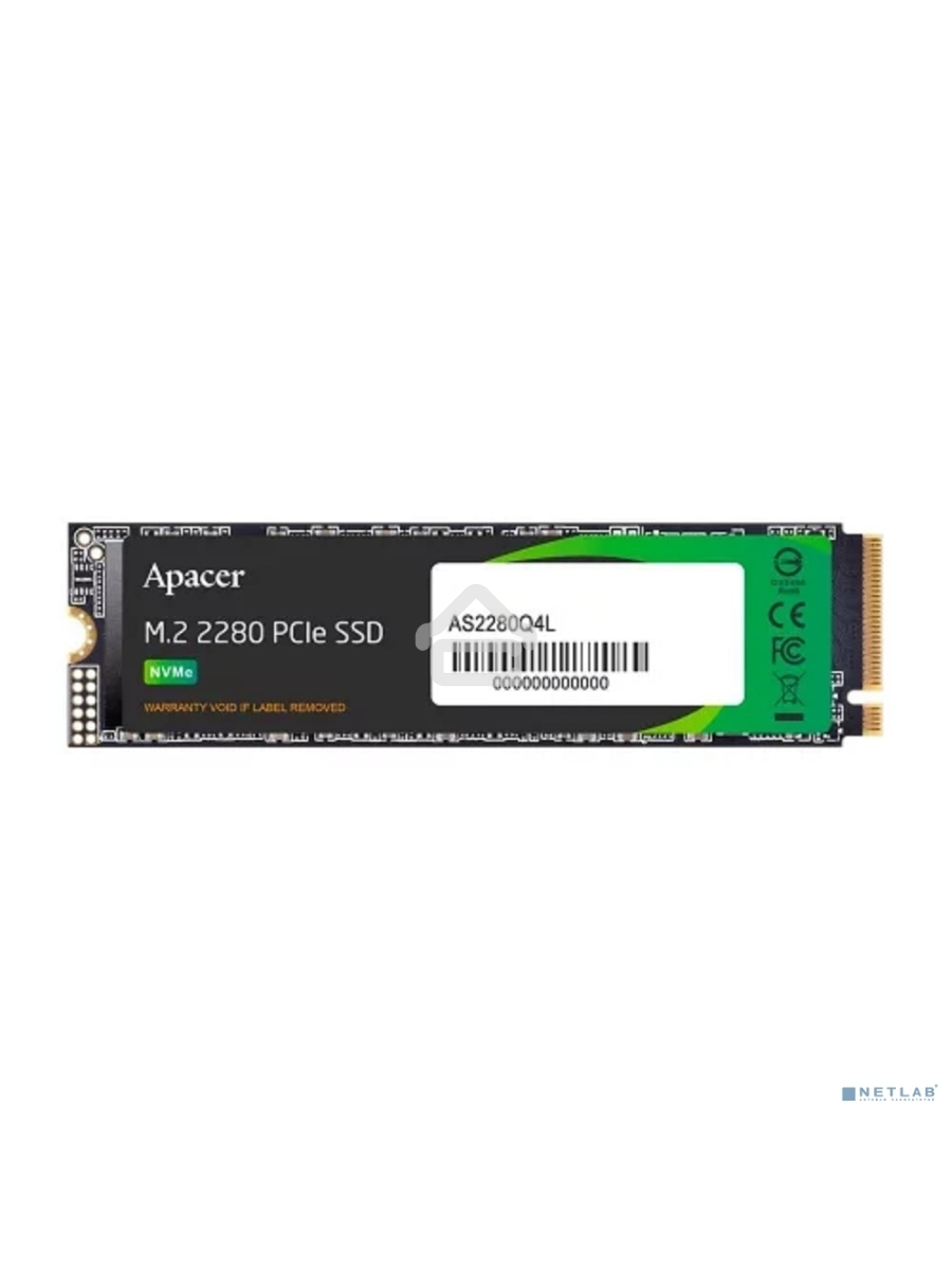 Накопитель SSD Apacer AS2280Q4L, 256Gb, M.2 2280, PCIe Gen4x4, NVMe 1.4, R/W 3300/1300