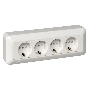 Розетка WESSEN RA16-411M-BI  Прима Бел 4-я с/з с з/ш 16А наружная в сборе с монт.пласт.