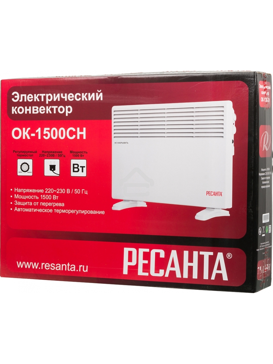 Конвектор Ресанта ОК-1500СН белый, 1500 Вт, 15 м2, термостат