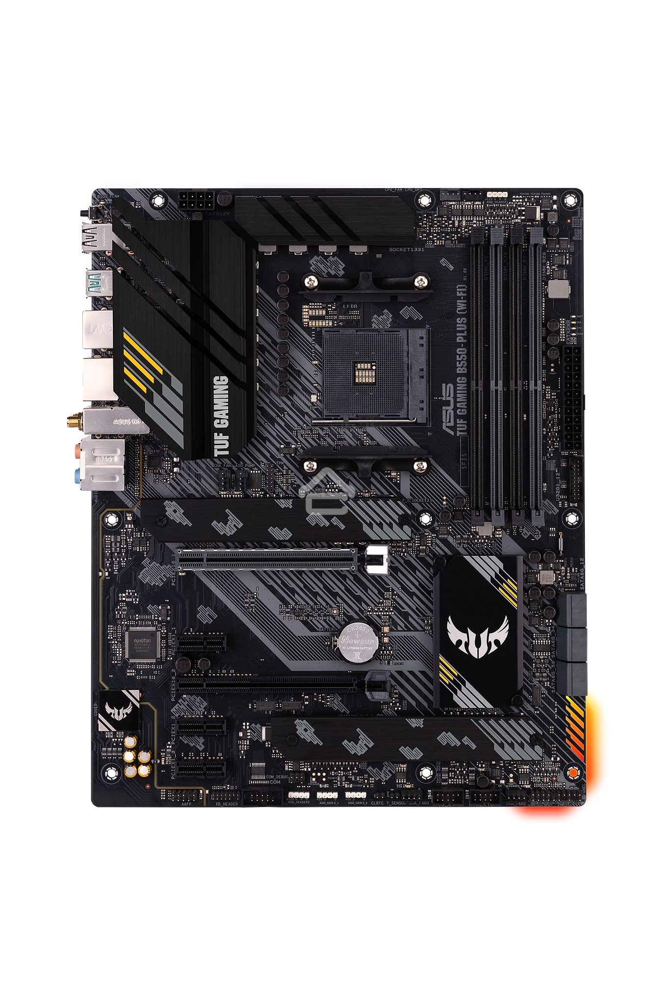Материнская плата ASUS TUF GAMING B550-PLUS WIFI II, AM4, AMD B550, 4xDDR4, 6xSATA, 2xM.2, 1xPCI-E 3.0 x16, 1xPCI-E 4.0 x16, 3xPCI-E x1, 1xDP, 1xHDMI, 1x 2.5Gb LAN, 2xUSB-A 3.2 Gen 1, 1xUSB-A 3.2 Gen 2, 1xUSB-C 3.2 Gen 2, 3x3.5 мм, 7.1, ATX