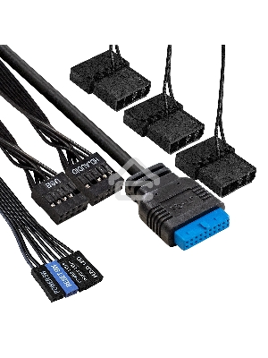 Компьютерный корпус Miditower ExeGate EVO-5001A-450NPX (ATX, БП 450NPX с вент. 12 см, 2*USB+1*USB3.0+HD Audio, черный, 3 вент.12см с RGB подсветкой, боковая панель - закаленное стекло)