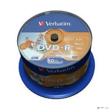 Диск DVD-R Verbatim 4.7Gb 16x Cake Box (50шт) Printable (43533)