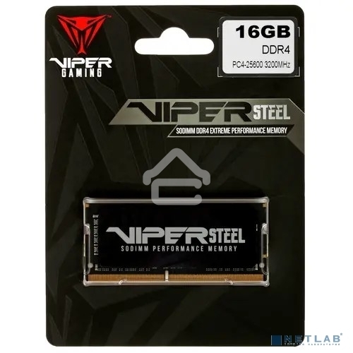 Оперативная память Patriot Steel Series, DDR4, 16GB (1x16 GB), 3200 MHz, CL22, радиатор, черный, SO-DIMM