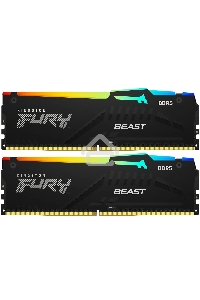 Оперативная память Kingston Fury Beast, DDR5, 64GB (2x32GB), 6000MHz, CL30, DIMM, с радиаторами, RGB, черный