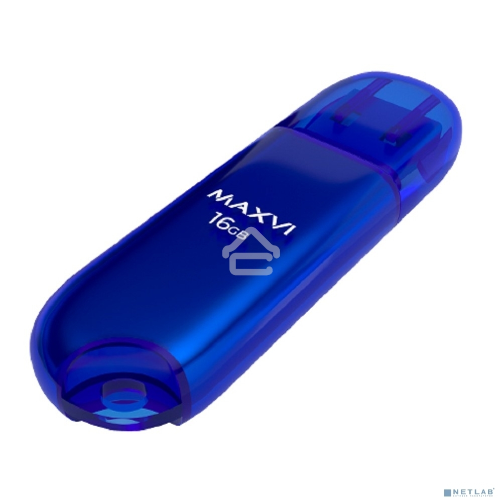 Флешка USB R/W Maxvi P1 16GB USB 2.0 blue, монолит с колпачком, ABS пластик