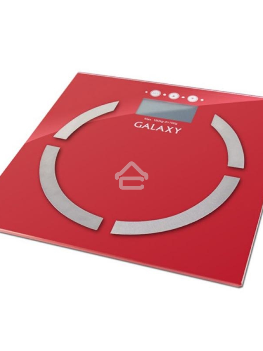 Весы многофункциональные Galaxy GL 4851, красный, электронные, эл. пит. «CR2032» в компл., макс вес 180 кг, сверхточ. элек. сенс. сист., ЖК-дисплей, авто. откл., индик. перег. и низ. зар., пам. изм. веса (10 чел.), опр. ур. жир., мышеч., кост. массы