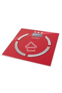 Весы многофункциональные Galaxy GL 4851, красный, электронные, эл. пит. «CR2032» в компл., макс вес 180 кг, сверхточ. элек. сенс. сист., ЖК-дисплей, авто. откл., индик. перег. и низ. зар., пам. изм. веса (10 чел.), опр. ур. жир., мышеч., кост. массы