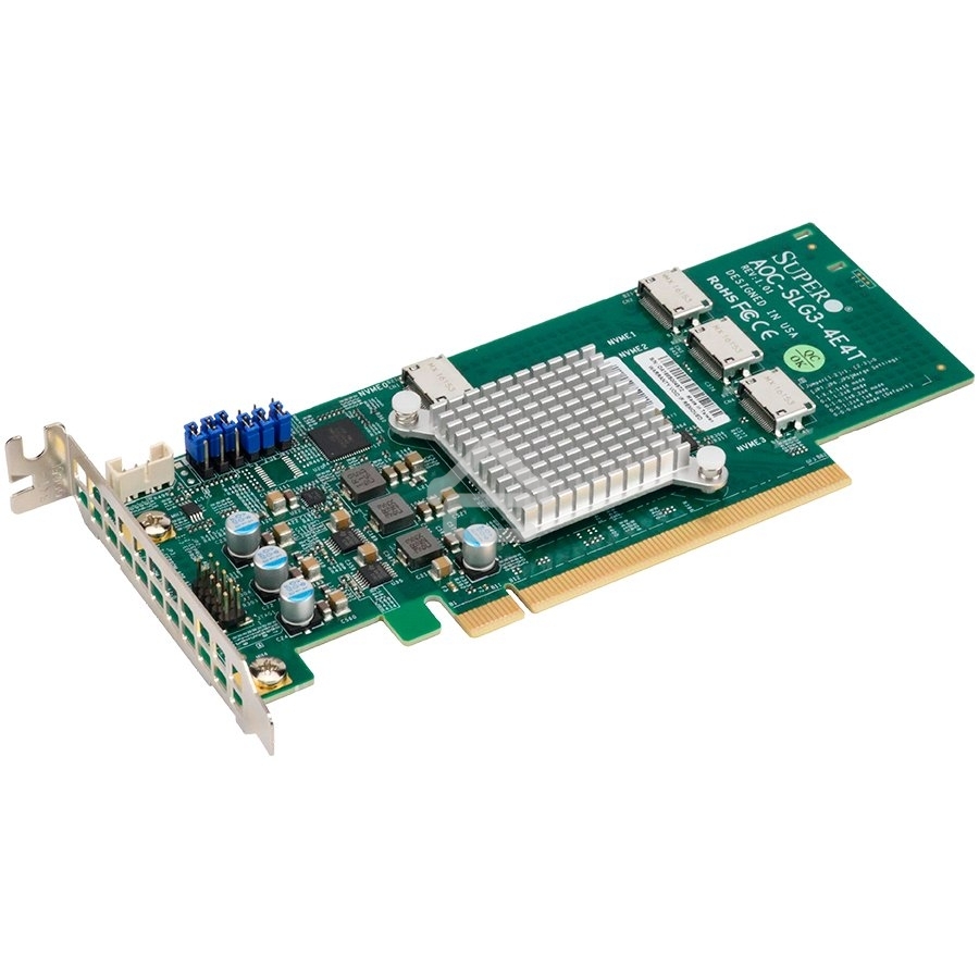 Плата коммуникационная SuperMicro Quad port OCuLink retimer NVMe SSD add-on card for PCIe3 x16 slot