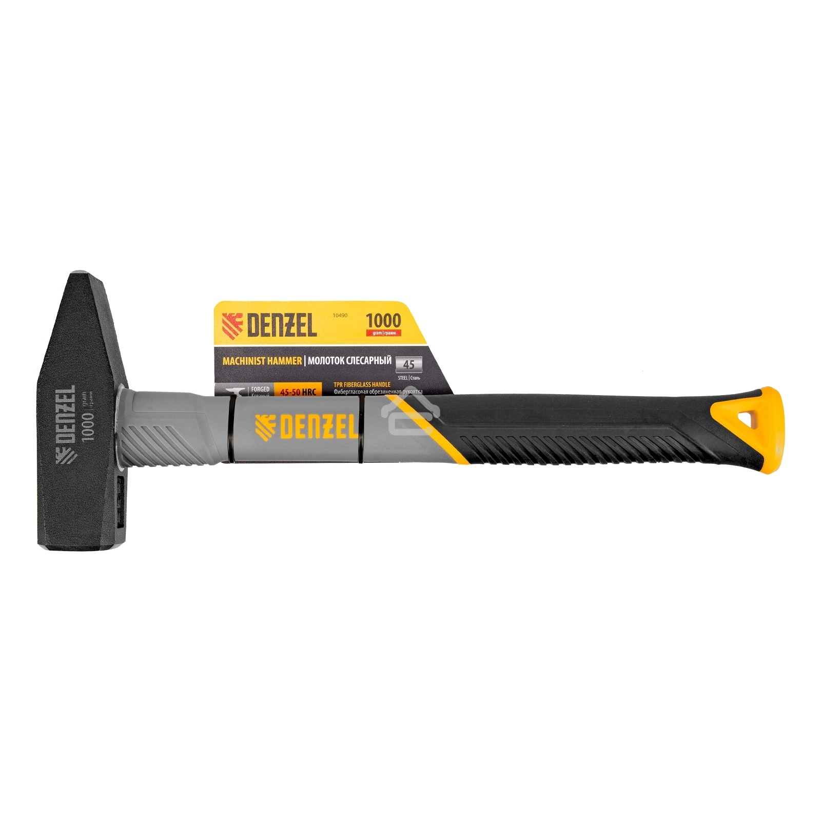 Молоток слесарный Denzel 1000 г, кованый, фибергласовая рукоятка c TPR покрытием