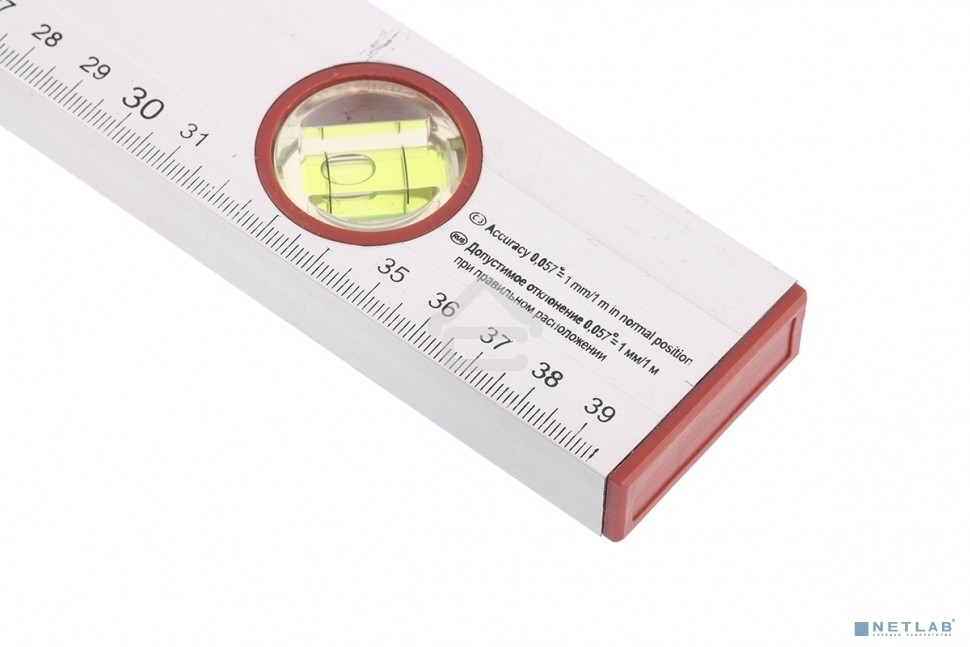 Уровень алюминиевый Sparta 400 мм, 3 глазка, линейка