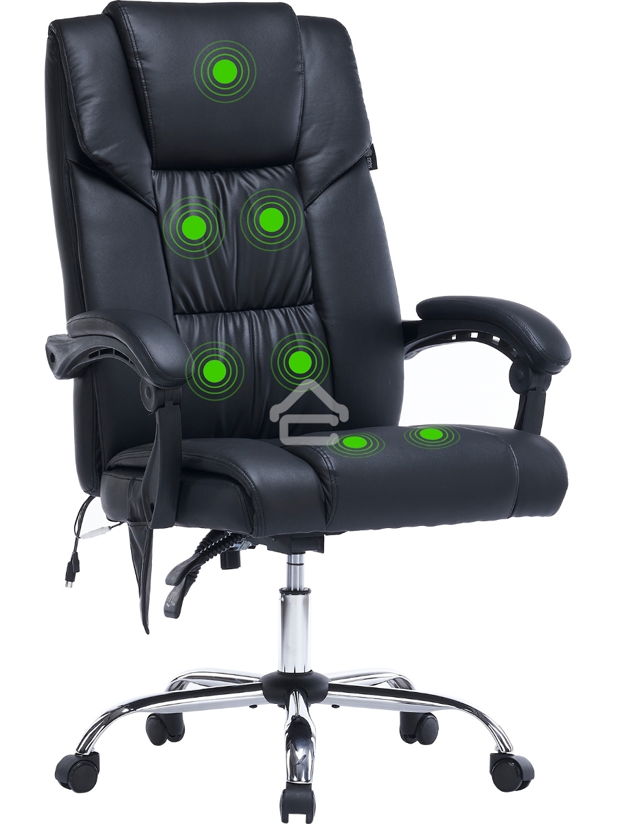 Кресло офисное Cactus CS-CHR-OC02M-BK черный, эко.кожа, крестов. сталь