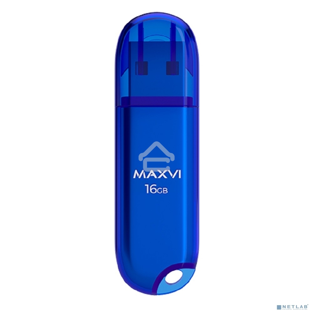 Флешка USB R/W Maxvi P1 16GB USB 2.0 blue, монолит с колпачком, ABS пластик