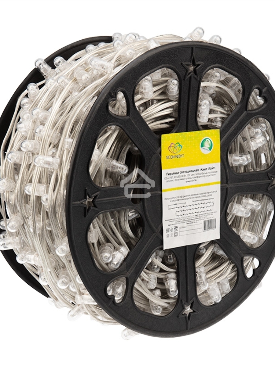 Гирлянда «LED Клип-лайт» 12 V, прозрачный ПВХ, 150 мм, цвет диодов теплый белый