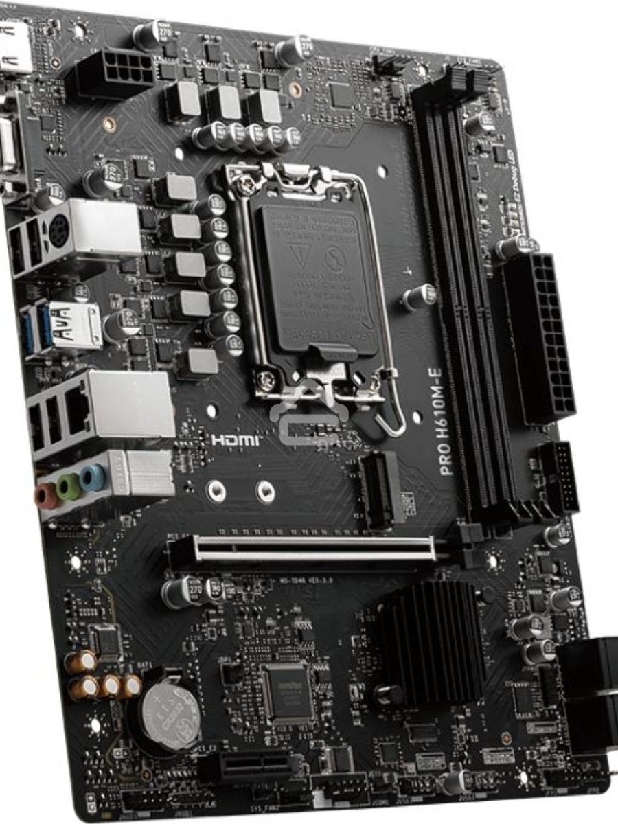 Материнская плата MSI PRO H610M-E, LGA 1700, Intel H610, 2xDDR5, 4xSATA, 1xM.2, 1xPCIe 4.0 x16, 1xPCIe 4.0 x1, 1xHDMI, 1xVGA, 1xRJ45 1Gb, 2xUSB-A 3.2 Gen 1, 4xUSB-A 2.0, 3x3.5мм, 7.1, mATX