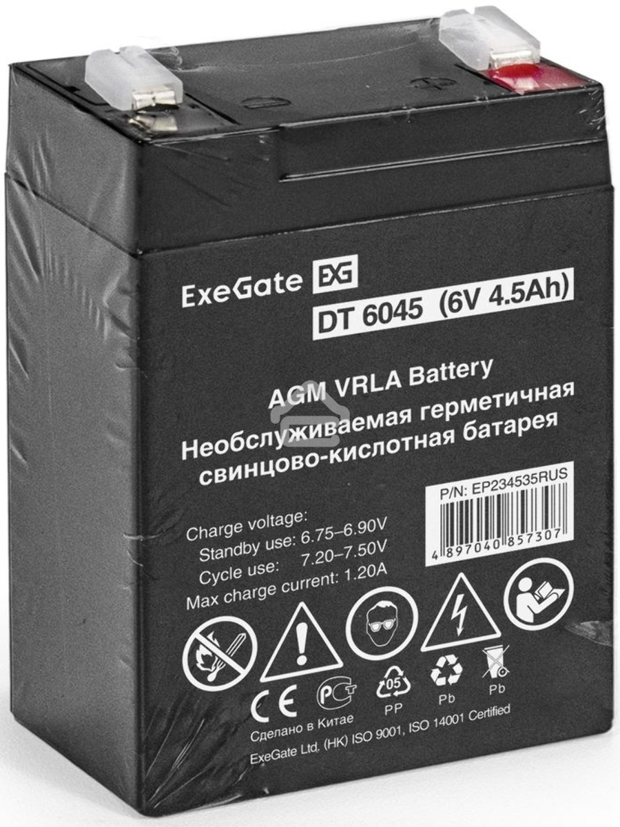 Батарея ExeGate EP234535RUS DT 6045/EXG645 (6V 4.5Ah) клеммы F1