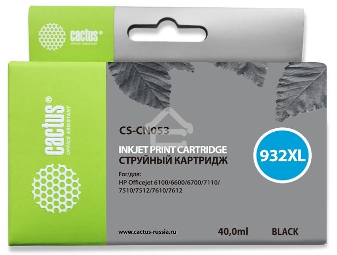 Картридж струйный Cactus CS-CN053 №932XL черный (40 мл) для HP OfficeJet 6600