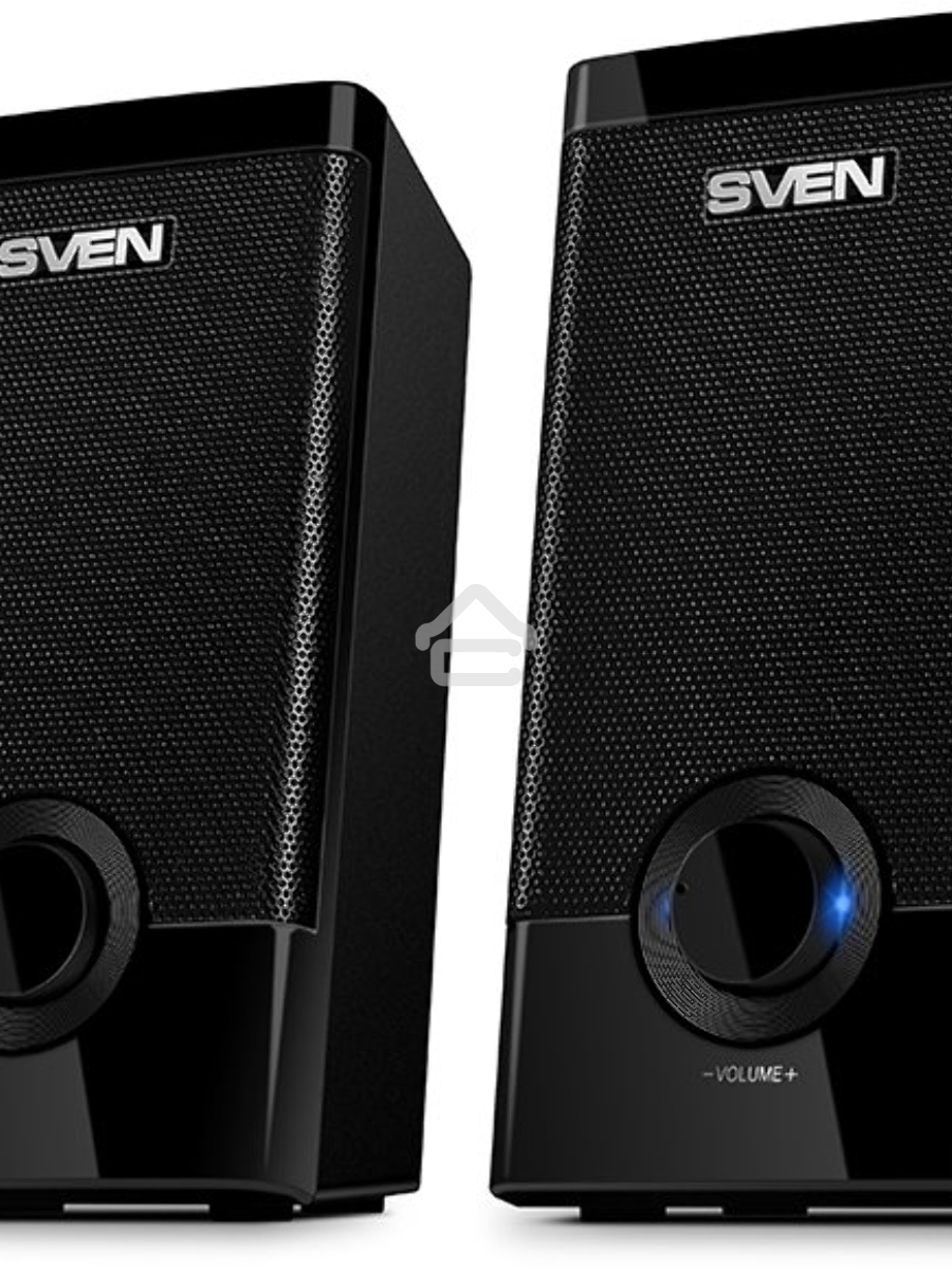 Колонки Sven 318 черный {USB-порт ПК, ноутбука или адаптер 5V DC}