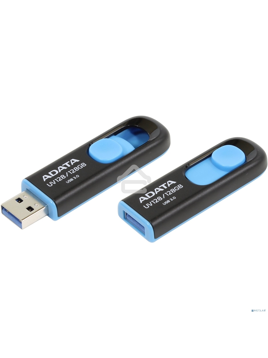 Флеш диск 128GB ADATA UV128, USB 3.0, черный/синий