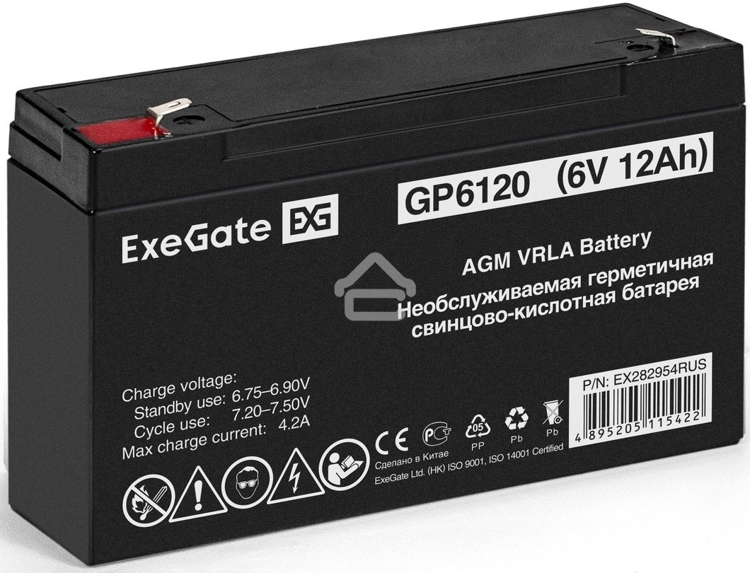 Батарея ExeGate GP6120 (6V 12Ah), клеммы F1