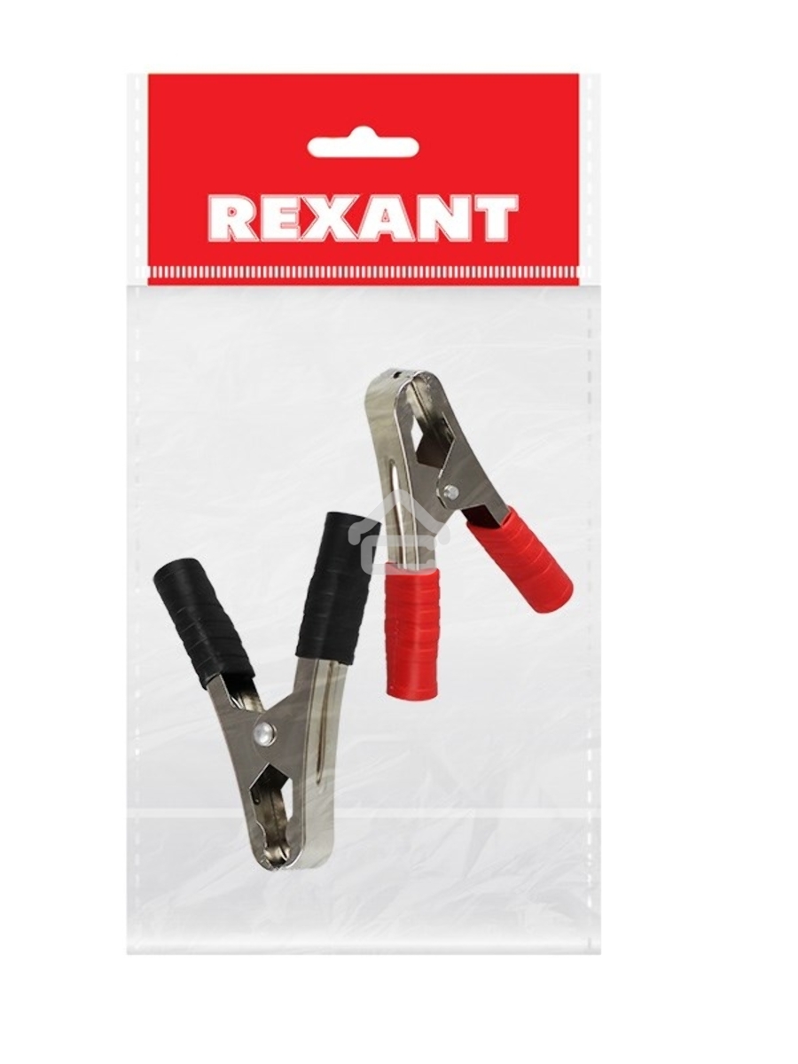 Зажим крокодил Rexant, длина 105 мм, ток 100A, 2 шт., пакет БОПП